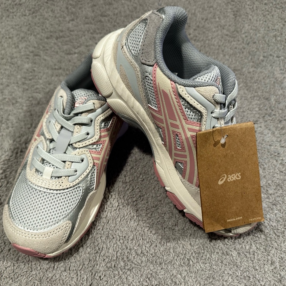 ASICS kids Gray and Pink Sneakers